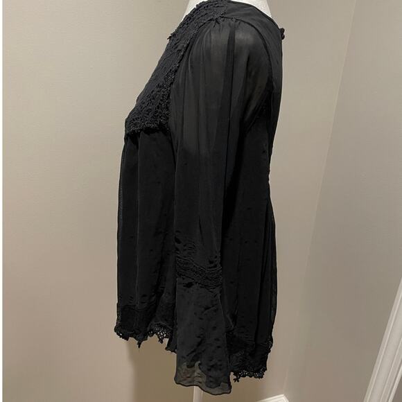 Indigo Thread Co. Black Mesh Lace Baby Doll Top Sz M Whimsigoth Fairygrunge - Picture 4 of 10